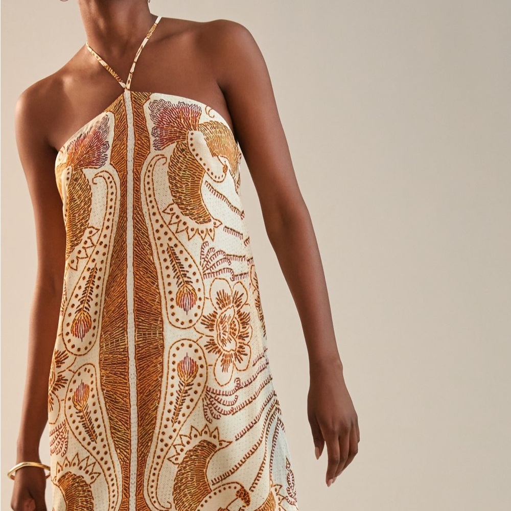 Farm x Anthropologie Boho Halter Mini Dress
